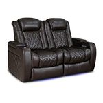 Valencia Tuscany XL Home Theater Seating | Premium Top Grain Italian Nappa 11000 Leather, Power Headrest, Power Lumbar Support, Extra Space, 400 lbs Capacity (Row of 2 Loveseat, Dark Chocolate)