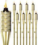 Matney Bamboo Torches ‚ Includes Metal Oil Canisters with Covers to Extinguish Flame ‚ Great for Outdoor Decorating, Luau, Parties, Extra Long 60 Inches (8 Pack)