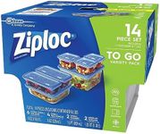 Ziploc Food Storage Meal Prep Containers with One Press Seal, For Travel & Organization, Dishwasher Safe, 14 Piece Set (Variety Pack)