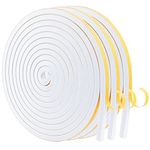 WochiTV Foam Tape Weather Stripping 6mm(W) x 6mm(T) White, Insulation Soundproofing Strips Tape Gasket Seal for Doors and Window Jamb, Sliding door Frame, Total 9m (3 strips, 3M Long Each)