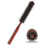 Boar Bristle Hair Brush, Small Round Brush Blow Drying Brush Styling Hair Brush with Nylon Pin and Natural Wooden Handle,Soft Bristle Hair Brush for Straightening Curling Volumizing and Detangling