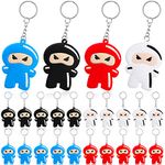 24 Pieces Ninja Key Chains Cartoon Samurai Key Chains Warrior Figurine Keychain Ninja Shaped Soft Rubber Keychains Mini Warrior Backpack Keyring for Ninja Warrior Themed Party Birthday Supplies