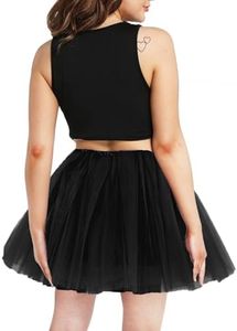 WINROLA Women's Black 4 Layered Tutu Skirt with Satin Lined Non-See-Through Dance Tutu for Teens, Adults & Halloween Costumes
