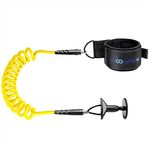 WOOWAVE Bodyboard Leash Wrist Surf Leash Coiled Bodyboarding Leash Coil Body Board Leash (Yellow) with Plug