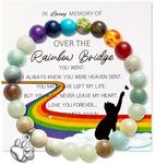 CJiangpo Rainbow Bridge Cat Bracelets Memorial Gifts, Pet Bracelet with Cat Paw Charm Remembrance Cards Colorful Bracelet Cats Memorial Gift Loss of Pet Sympathy Jewelry Gifts for Cat Lovers Friends