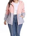 kacocob Women's Plus Size Rain Jacket Lightweight Hooded Rain Coat Windbreaker Pink XX-Large