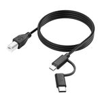 2-in-1 USB Printer Cable YACSEJAO 6.6FT Micro USB 2.0 + Type C to USB B Printer Cable for Computer, Scanner, Electric Keybords,Digital Piano, MIDI Controller and More