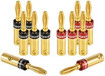 Poppstar - 12x High End Banana Plug, Bananas for speaker cables (up to 4 mm² screwed, soldered 5 mm²), Speakers, AV Receiver, 24k gold plated (6x black, 6x red)