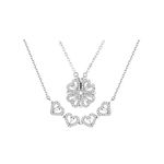 Sterling Silver Heart Shaped and Four Leaf Clover Convertible Pendant Necklace Crystals Jewelry for Women (White Gold)