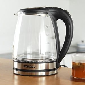Borosil 1.8L Crystal Electric Glass Kettle | Made in India Borosilicate Glass Body with Blue Backlight | Auto Cut-Off, 360° Base, Spout Filter | Fast Boil | Cord Winder | 1 Year Warranty