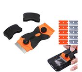 Vadda Bai UV Loca glue Remover Mini Razor Blade Scraper Double Edged with 5 PCS Plastic And 5 PCS Steel Razor Scraper Blades for Labels Stickers (Multi colour)