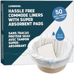 Lunderg Commode Liners with Absorbent Pads - Value Pack Grade 50 count Universal Fit - Disposable Bedside Commode Liners and Pads for Adult Commode Chairs, Portable & Camping Toilet Bags