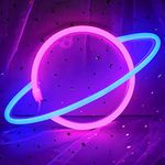 Cisteen Planet Neon Signs, Led Neon Light Sign Powered by Battery or USB, Wall Decor Led Lights Home Decoration Hanging Art Neon Signs for Bedroom,Game Room,Bar,Party,Kids Gift (Blue&Pink)