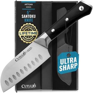 Cutluxe Santoku Knife – 5" Chopping Knife, Vegetable Knife – Forged High Carbon German Steel – Full Tang & Razor Sharp – Ergonomic Handle Design – Artisan Series