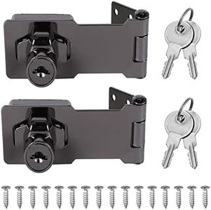 Keyed Hasp Locks, 2 Pcs Knob Locking Hasp, Cabinets Hasp Locks for Mailbox Drawer Closet, 5 Inch (Black)