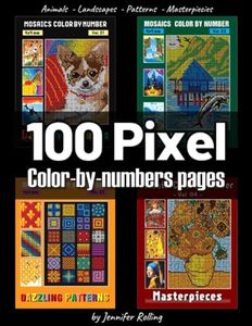 100 PIXEL Color By Numbers: Animals + Landscape + Pattern + Masterpiecies: Squares Coloring Book for Adults Relaxation and Stress Relief