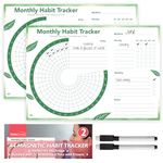 SOL 2pk A4 Magnetic Monthly Habit Tracker with 2pk Pens Motivational Goal Board Tracker Journal Workout Journal inspirational Calendar Daily Habit Tracker Journal Habit Calendar Clear Habit Journal