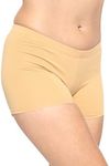 Women's Nylon Booty Shorts Beige 2X