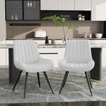 Daluvenix Dining Chairs Set of 2,Mid Century Modern Kitchen Chairs,Upholstered Fabric Armless Dinning Side Chairs with Back and Metal Legs for Kitchen,Dining Room,Living Room, White