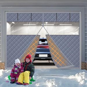 ZEIWEO Garage Screen Doors for Winter for 1 car 9 * 7Ft Garage Door Insulation Kit Garage Door Cover Made of Oxford Cloth and Thicken Cotton for Thermal Insulation Soundproof (with Clear PVC Windows)