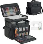 PENGDA 2 Layer Sewing Machine Case with Adjustable Shoulder Strap Sewing Machine Carrying Case Universal Tote Bag for Sewing Machine and Sewing Accessories Storage Black