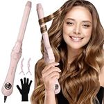 Rotating Curling Iron - 1 Inch Automatic Curling Iron for All Hair Type, Quick & Effortless Auto Curling Wand with Fast Heating Dual Speed LCD Display 250°F-450°F for Lasting Beach Waves