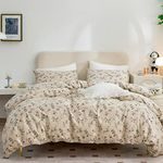 Floral Duvet Covers Queen, Soft Cotton 3 Pieces Floral Queen Bedding Set, Garden Vintage Style Flower Pattern Duvet Cover Queen Floral, with Zipper Closure, Luxury Breathable Comfy (Floral, Queen)