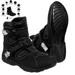 Rex Spors Motorbike Boots Racing Stylist Short Ankle Boot Motorcycle Off Road Touring Shoes Waterproof Armoured For Mens Boys (Black, numeric_7)