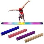 Folding Balance Beam 8FT, Floor Gymnastics Equipment for Gymnast Kids Adults, Non Slip Rubber Base, Professional Gymnastics Beam for Home Training (Rainbow)