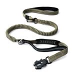 Heavy Duty Tactical Dog Leash with Quick Release Carabiner and Highly Reflective Threads,4-6FT Power Stretch Dog Leash for Medium Large Dogs (Army Green & Black)