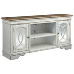 Signature Design by Ashley Realyn Extra Large TV Stand with Fireplace Option, White