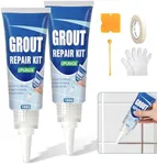 Tile Grout Repair Kit, 2 Pack White Fast Drying Grout Filler for Bathroom, Kitchen, Shower, Replace Grout Pen for Restore and Renew Tile Joints Line, Versatile Triple Use with Grout Sealer (White)