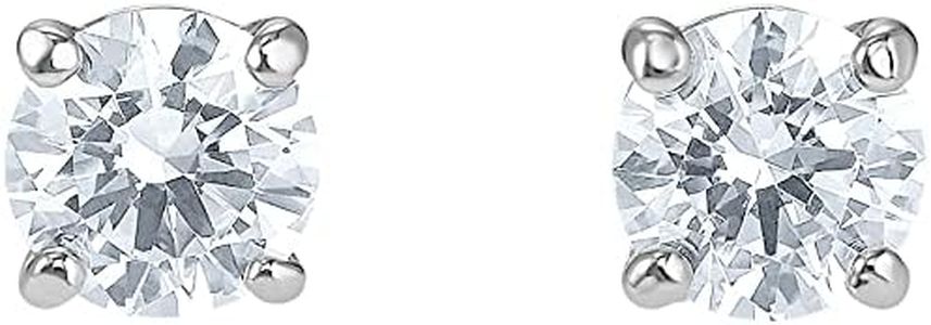 Swarovski Attract Stud Pierced Earrings, Clear Round-Cut Stones in a Rhodium-Finished Setting, Part of the Swarovski Attract Collection