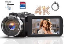 Video Camera Camcorder HD 4K 80MP with IR Night Vision, 18X Digital Zoom Webcam Video Recorder, 3.0 Inch 270 Degree Rotation IPS Screen Vlogging Camera for YouTube with Two Batteries, and 32GB SD Card