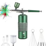 MR.HOKWY Portable Airbrush Kit - Handheld Air Brush, Model Spray Gun Kits, Airbrush Kit with Spray Gun, Nail Airbrush Kit for Painting and Nail Art(Green)