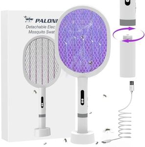 PALONE Bug Zapper Racket，2 in 1 Electric Bug Zapper USB Rechargeable，with 3 Layers of Safety Net，4000 Volt Electric Racket