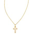 Kendra Scott Cross Pendant Necklace for Women, Fashion Jewelry, Gold-Plated, White Opal