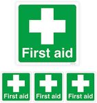 Pack of 4 First Aid Sticker Self Adhesive Waterproof Vinyl 50mm x 50mm V1155