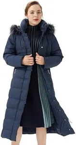 Orolay Women's Long Puffer Down Coat Warm Maxi Jacket with Hood Navy XS