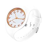 Women's Watch with Silicone Band Big Face Waterproof Sport Ladies Wrist Watch Fashion Casual Simple Quartz Analog Watches for Women Girls (White)