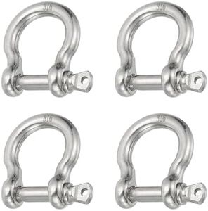 PATIKIL Screw Pin Shackle 3.9mm 1/8" 220lb, 4Pcs 316 Stainless Steel Forged Bow Shackle Marine Grade for Chains Wire Rope Outdoor, Silver