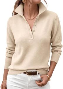 LILLUSORY Womens Fall Button Polo Knit Dressy Casual Lightweight Sweaters