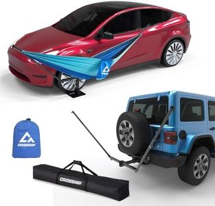 CROSSHIP Tire Mount Hammock Stand - Fits Vehicle Tire & 2in Hitch Receiver - Includes Parachute Nylon Hammock & Storage Bag - for Camping, Outdoor, Travel (350lbs Weight Capacity) - 2025 New