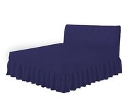 HOME ACE Navy Easy Care Valance Sheet Single Fitted Valance Sheets, Super Soft Cotton Valance Sheets Single, Poly Cotton Single Bed Valance Sheet