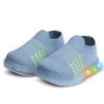 FootStation: Kid's LED Light-Up Shoes | Age 18M to 5Y | Soft Insole | Durable Lights | Breathable | Jugnu 5-10 (L. Grey 3, 3.5 Years)