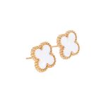 SALTY Fashion Mother of Pearl Clover Earrings for Women & Girls | Van Clef Studs | Ear Tops | Latest | Trendy | Fancy | Stylish | Birthday Gift | Aesthetic Jewellery | Accessories for Everyday Wear