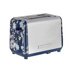 Laura Ashley Elveden Navy Stainless Steel Toaster 2 Slice By VQ - Multi-Functional 2 Slice Toasters Wide Slots with 7 Variable Browning Control, Defrost & Reheat Mode - Bread Toaster with Warming Rack