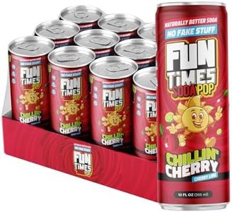 Fun Times Soda Pop Chillin' Cherry, 12 Pack (12 oz Soda Cans), Craft Soda with Real Cane Sugar, Carbonated Beverage with All Natural Flavors, Dye Free Soft Drinks