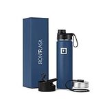 IRON °FLASK Camping & Hiking Hydration Flask, Wide Mouth, 3 Spout Lids, Stainless Steel Outdoor Water Bottle, Double Walled, Insulated Thermos, Metal Canteen - Twilight Blue, 22 Oz