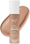 No7 Lift & Luminate Triple Action Serum Foundation - Sandalwood - Liquid Foundation Makeup with SPF 15 for Dewy, Glowy Base - Radiant Serum Foundation for Mature Skin (30ml)